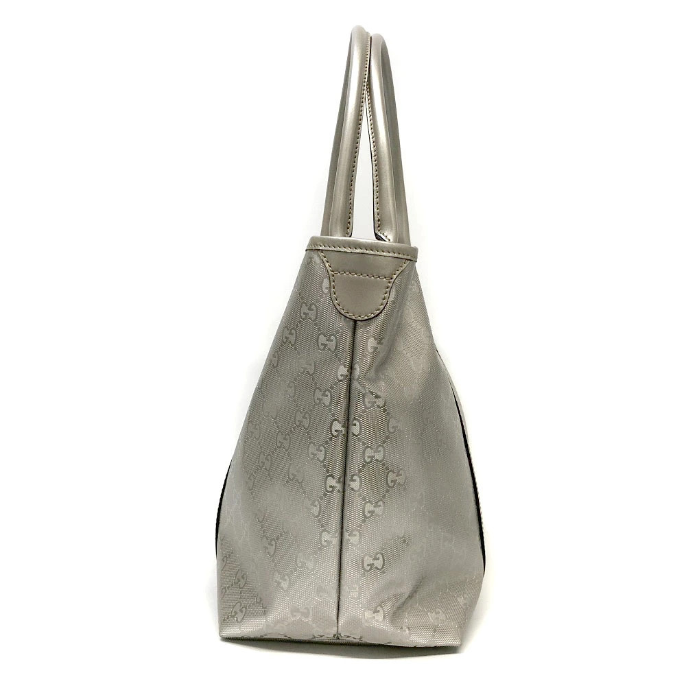 Gucci Bag GG White Handbag Tote Silver Imprime